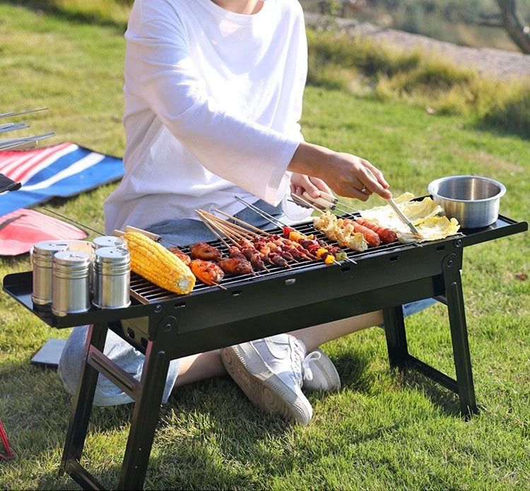 Folding Barbecue BBQ Charcoal Grill Black For Camping, Picnic, Outdoor, Travel