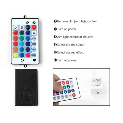 Bedside Table 2 Drawers RGB LED Side Nightstand High Gloss Cabinet - The Shopsite