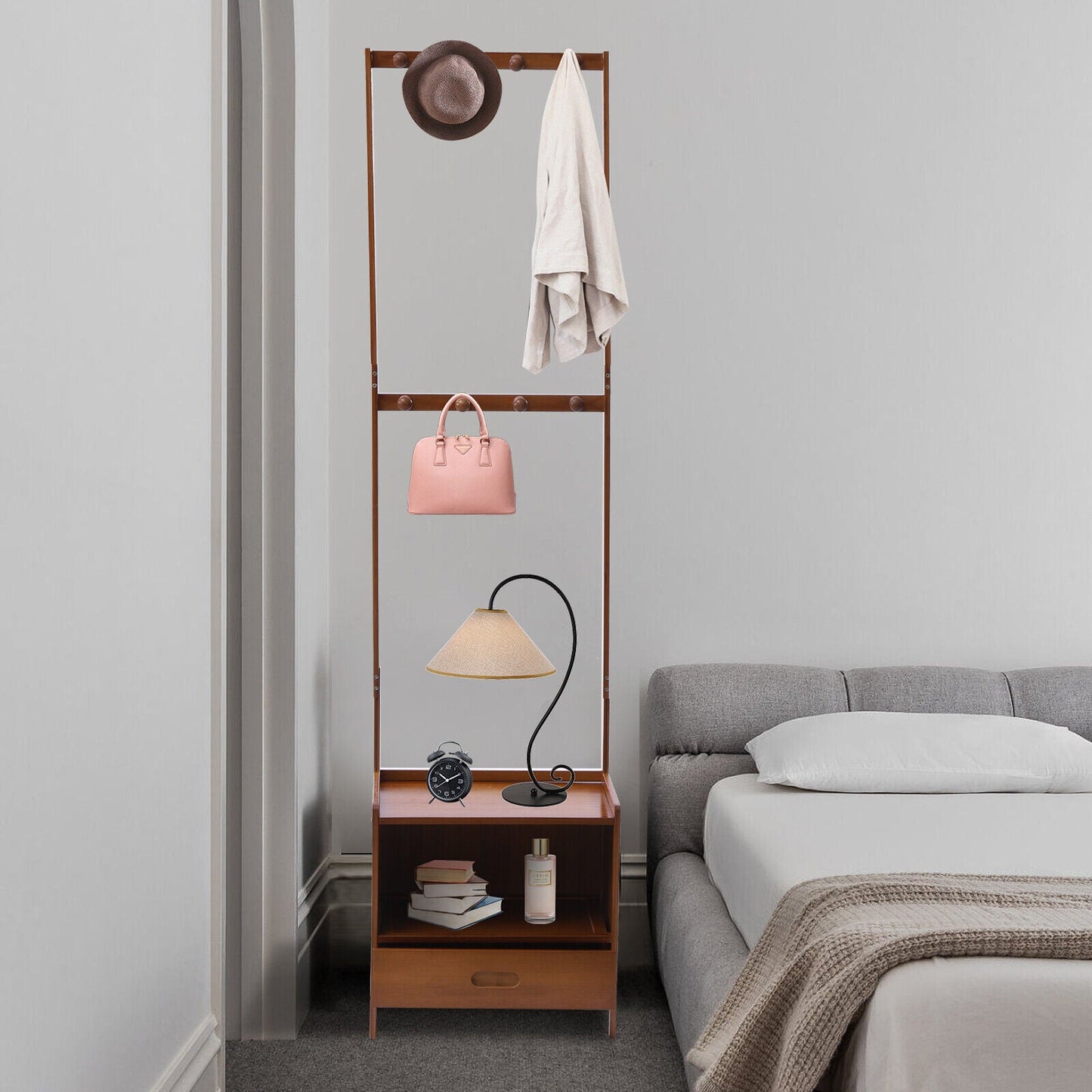 natural bamboo coat stand