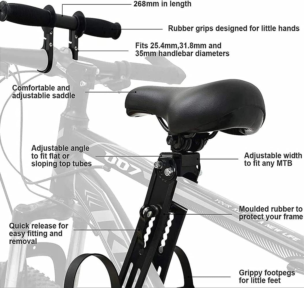 Kids Bike Seat and Handlebar Pack (2-5 years) Mounted Bicycle Saddle Seat child’s  Seat child Bike Seat