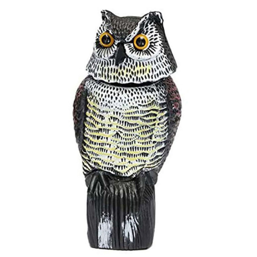 Owl Bird Scarer Bird Horned Owl With Rotating Head-Vertical Great Owl Garden Decor