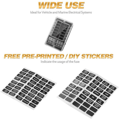 12 Circuit Negative Bus Blade Fuse Block