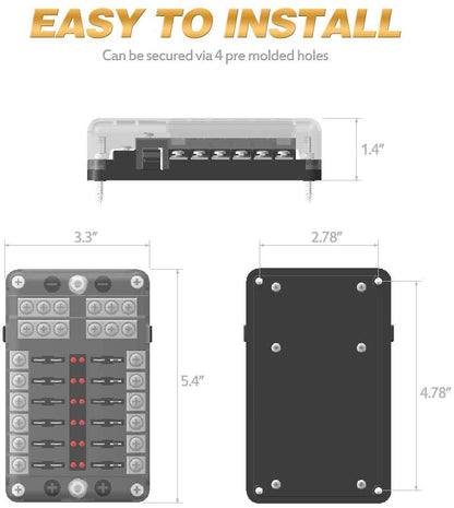 12 Circuit Negative Bus Blade Fuse Block - The Shopsite
