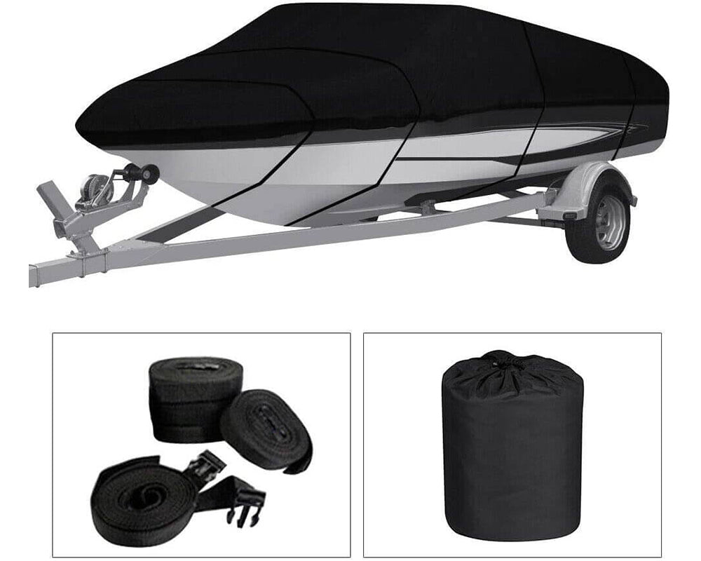 Boat Cover Heavy Duty – 600D Trailerable Boat Cover Black 12–14ft V-Hull