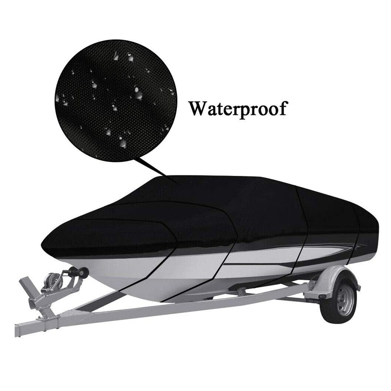 Boat Cover Heavy Duty – 210D Black Trailerable Boat Cover for 12–14ft V-Hull