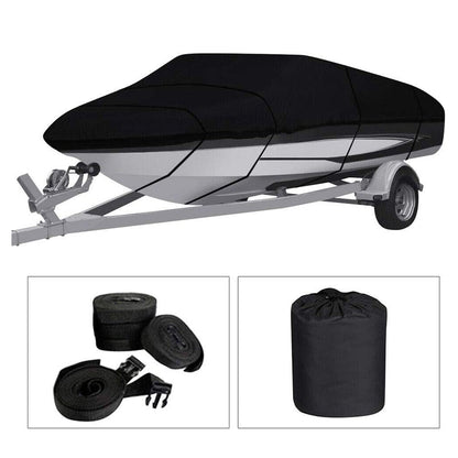 Boat Cover Heavy Duty – 210D Black Trailerable Boat Cover for 12–14ft V-Hull