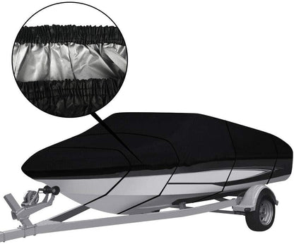 Boat Cover Heavy Duty – 600D Black Trailerable Boat Cover for 16–18ft V-Hull