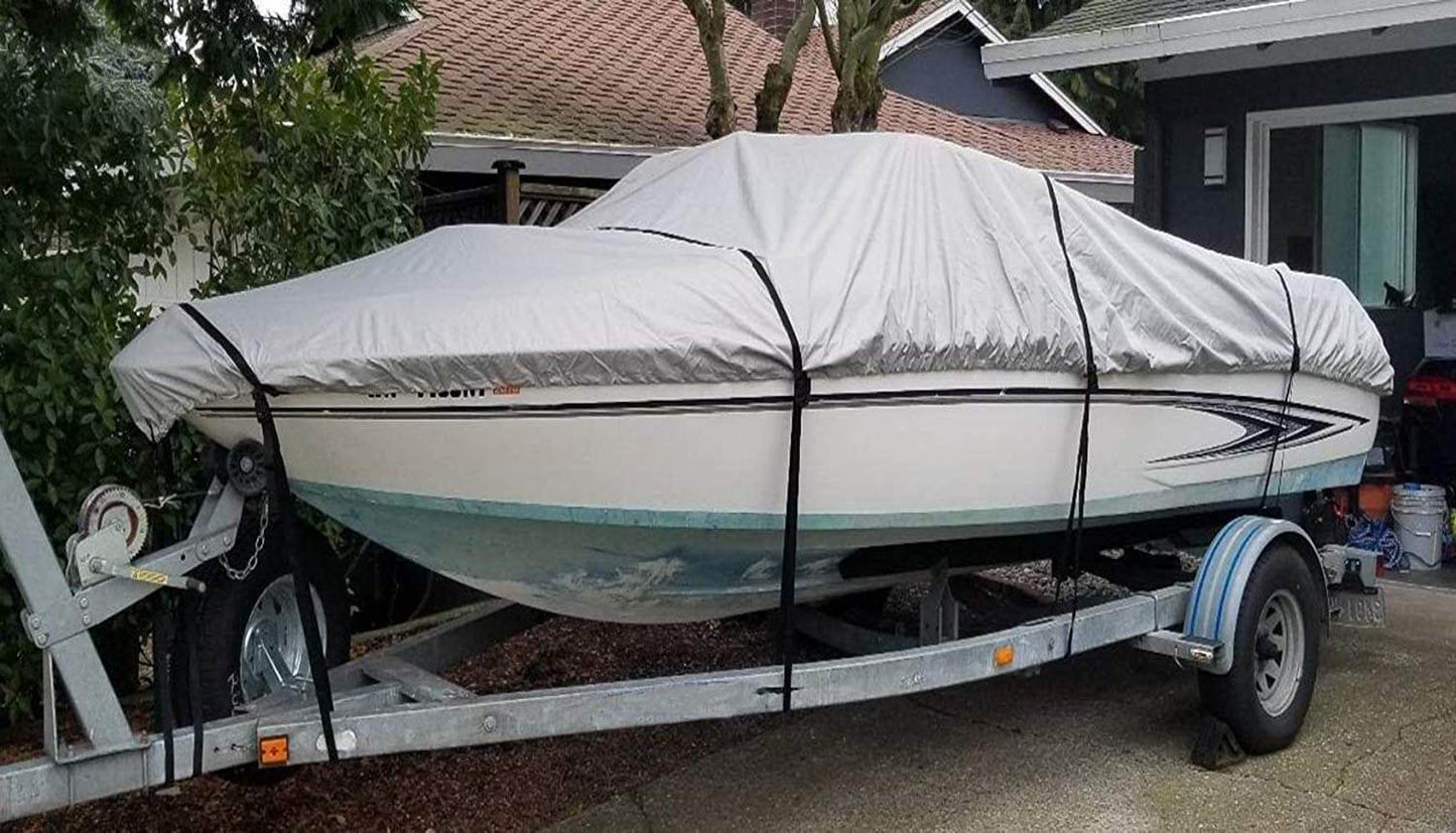 Boat Cover Heavy Duty – 600D Trailerable Boat Cover Silver 16–18ft V-Hull