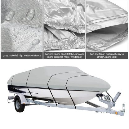 Boat Cover Heavy Duty – 600D Trailerable Boat Cover Silver 16–18ft V-Hull