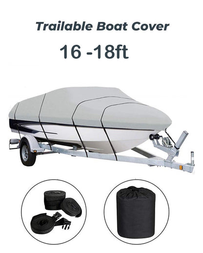 Boat Cover Heavy Duty – 210D Silver Trailerable Boat Cover for 16–18ft V-Hull