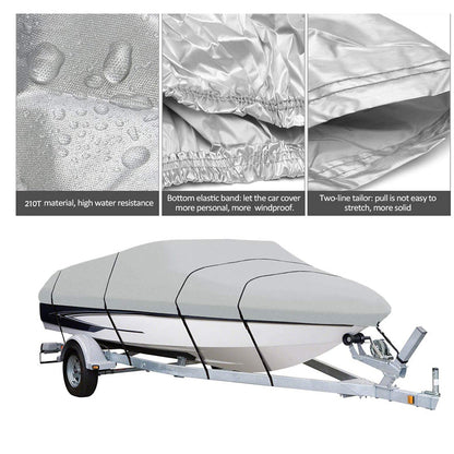 Boat Cover Heavy Duty – 210D Silver Trailerable Boat Cover for 16–18ft V-Hull