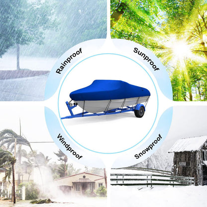 Boat Cover Heavy Duty – 210D Blue Trailerable Boat Cover for 17–19ft V-Hull