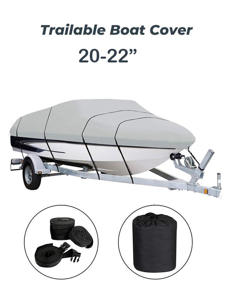 Boat Cover Heavy Duty – 600D Silver Trailerable Boat Cover for 20–22ft V-Hull