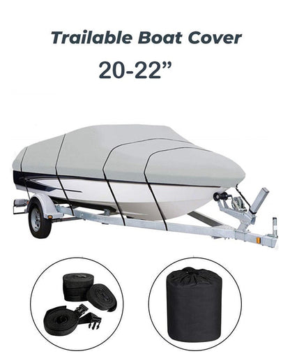 Boat Cover Heavy Duty – 600D Silver Trailerable Boat Cover for 20–22ft V-Hull
