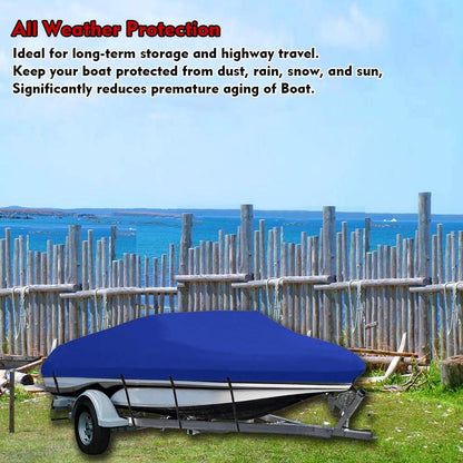 Boat Cover Heavy Duty – 600D Blue Trailerable Boat Cover for 17–19ft V-Hull
