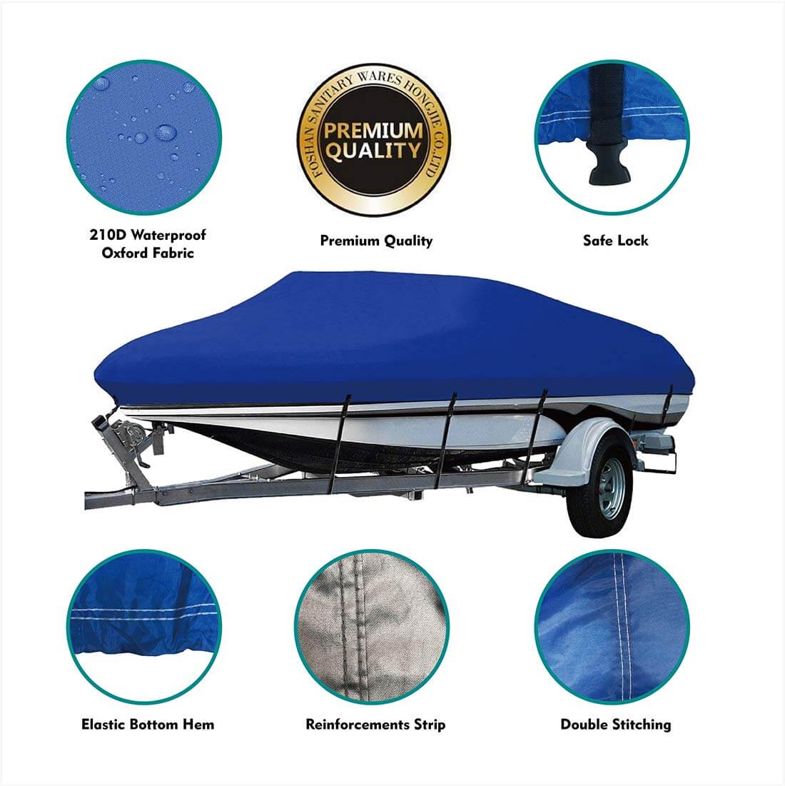 Boat Cover Heavy Duty – 210D Waterproof Boat Cover for 20–22ft V-Hull