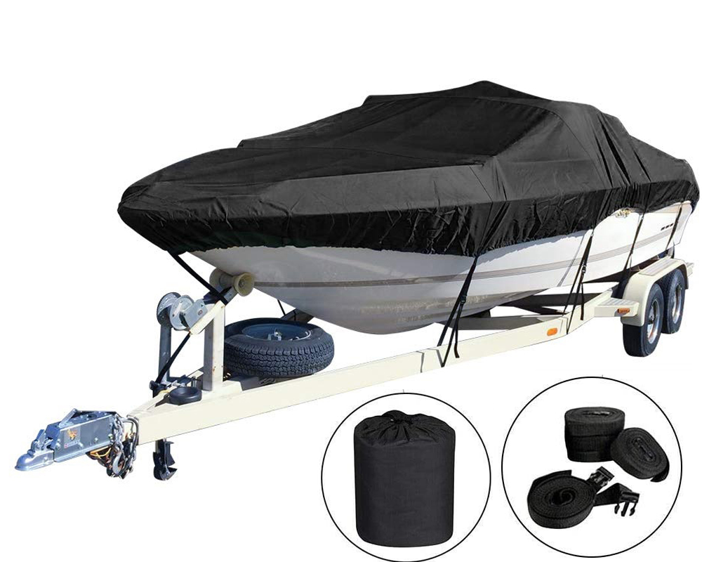 Boat Cover Heavy Duty – 210D Black Trailerable Boat Cover for 12–14ft V-Hull