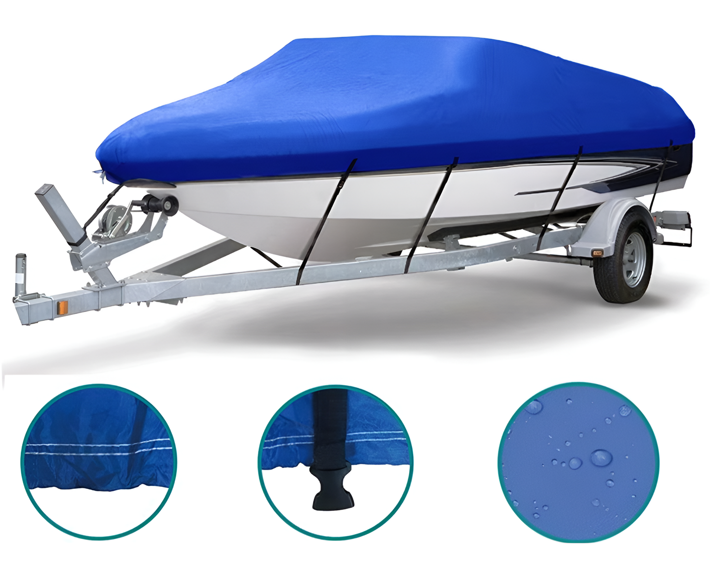 Boat Cover Heavy Duty – 600D Blue Trailerable Boat Cover for 17–19ft V-Hull