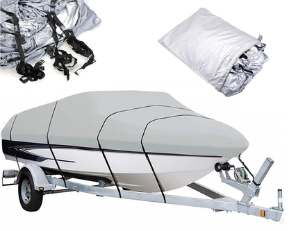 Boat Cover Heavy Duty – 600D Trailerable Boat Cover Silver 16–18ft V-Hull
