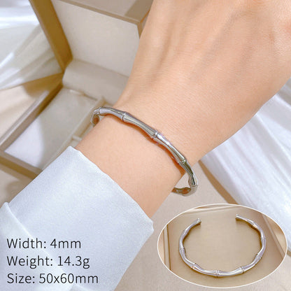 Silver Bamboo Bangle Bracelet