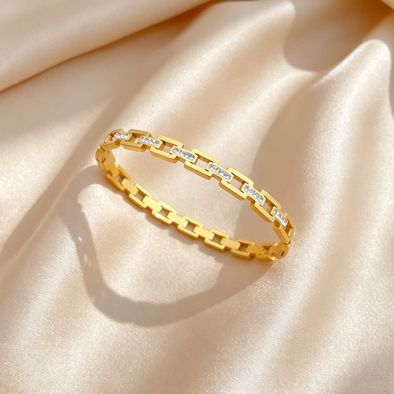 Gold Crystal Link Bracelet Bangle