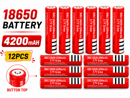 18650 Rechargeable Battery 12Pcs