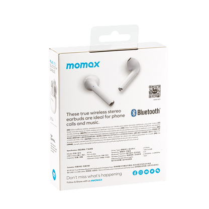 Momax Small Shell 2 True Wireless Bluetooth Earbuds-Upgrade Version BT2A