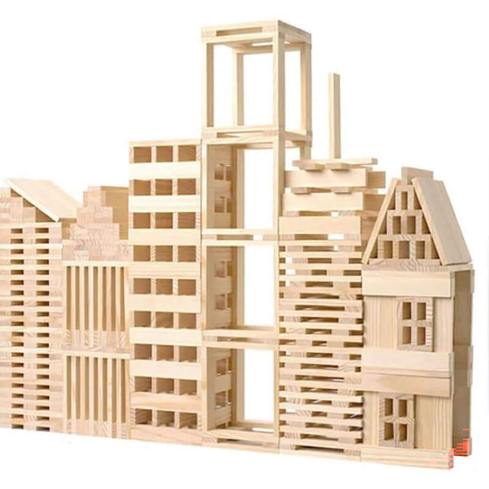 Wooden building blocks set