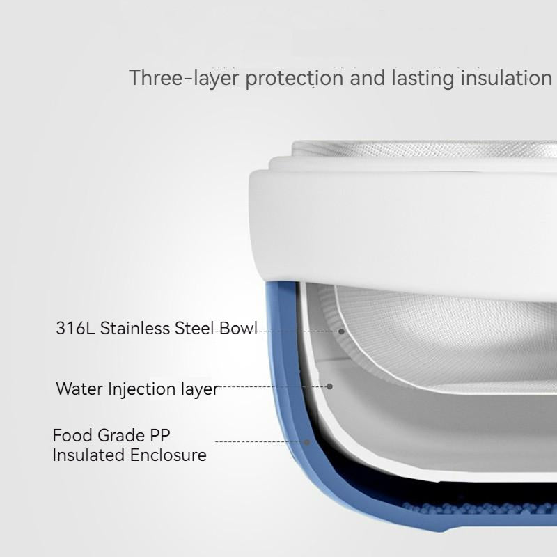 Thermal Stainless Steel Baby Toddler Suction Bowl Set (Spoon Fork )-Blue