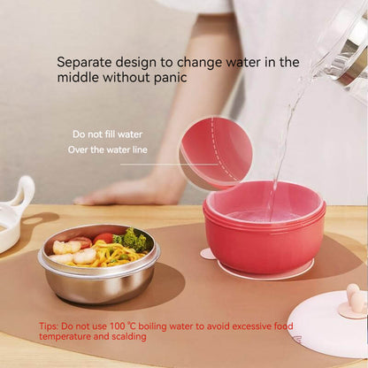 Baby Toddler Thermal Stainless Steel Suction Plate /Bowl 8 Pieces Set-Red