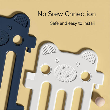 Baby Playpen 16+2 Panels (Little Bear & Bee)-Blue / White