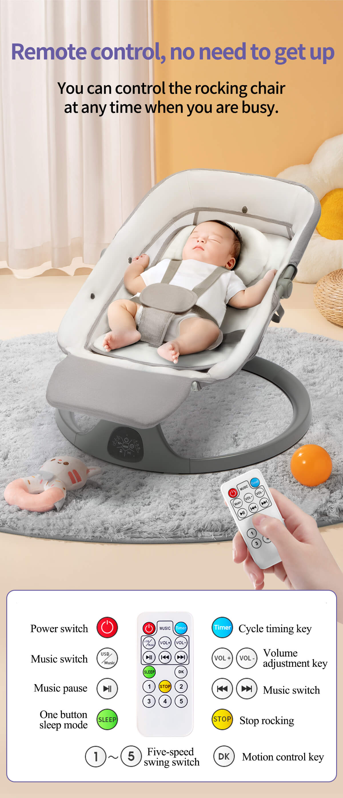 Built-in Footrest Electric Baby Swing NZ with Dinner Table – The Ultimate Comfort for Your Newborn