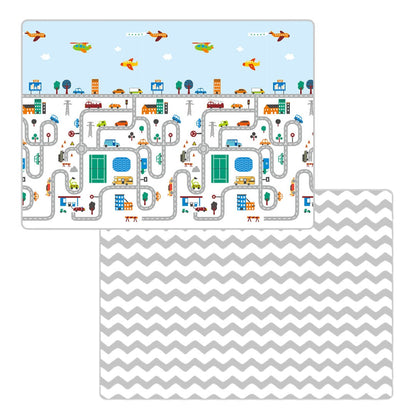 180x150x1 cm Foldable Baby Playmat with Carry Bag - City Road & Curve Both Sides-J