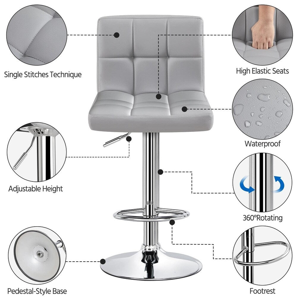 Height Adjustable Bar Stool PU Leather Bar Stools