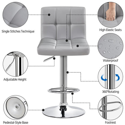 Height Adjustable Bar Stool PU Leather Bar Stools