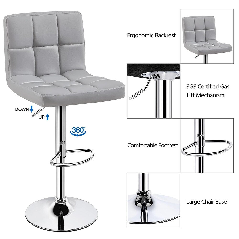Height Adjustable Bar Stool PU Leather Bar Stools