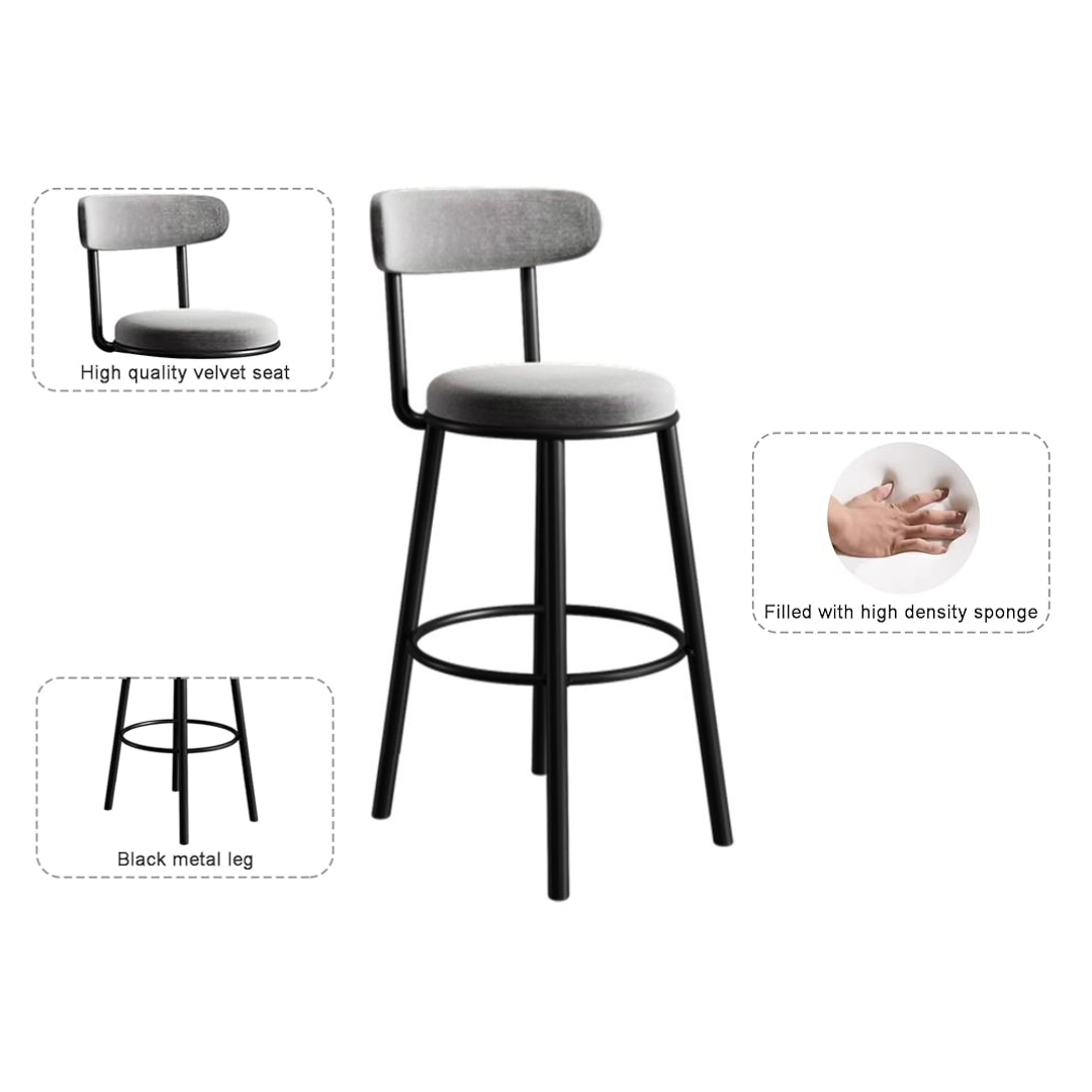 Bar Stools Velvet Chair Bar Stool Grey