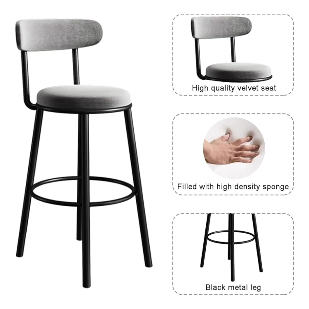Bar Stools Velvet Chair Bar Stool Grey