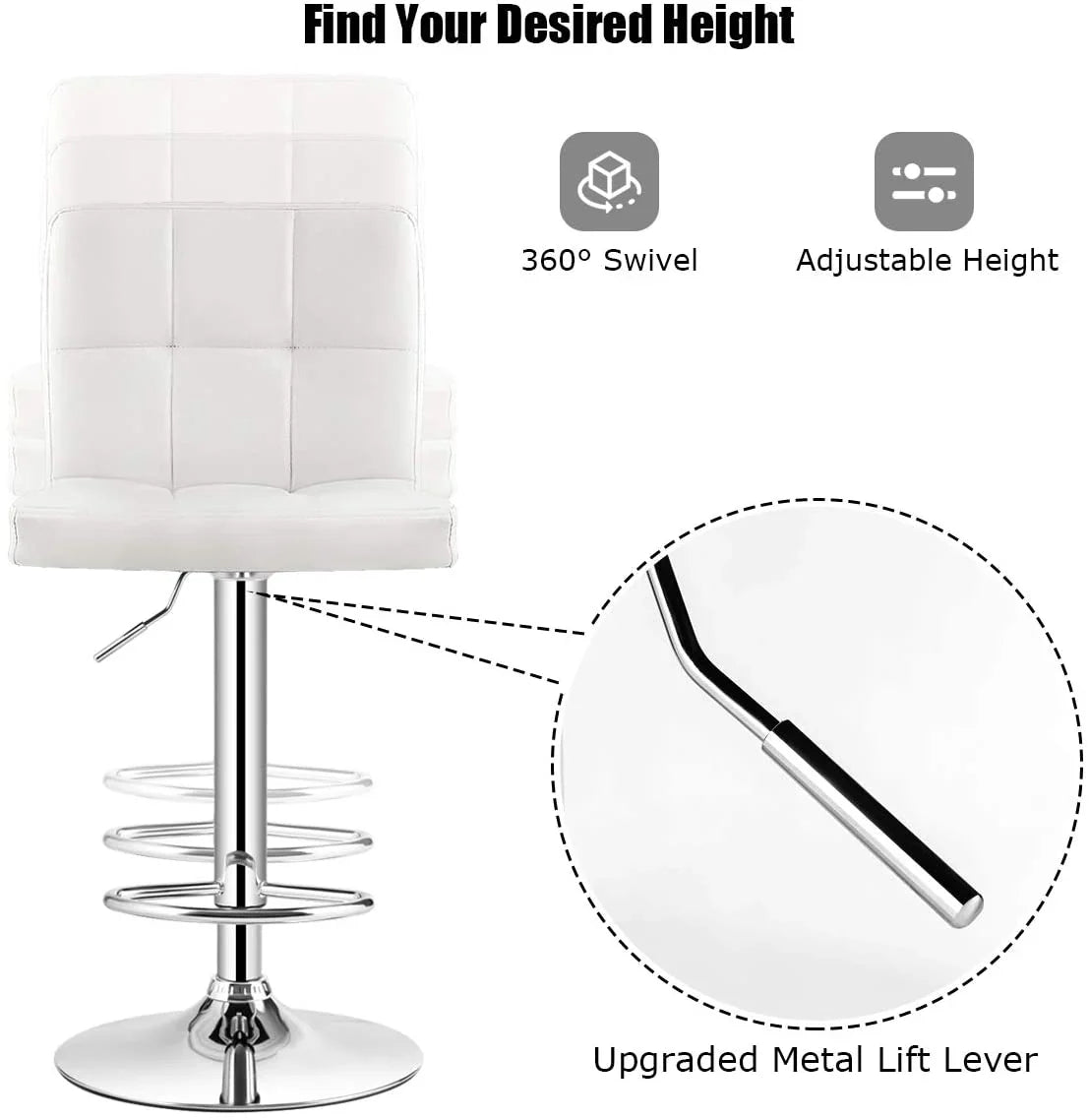 Bar Stools With Pu Leather Height Adjustable Bar Stools