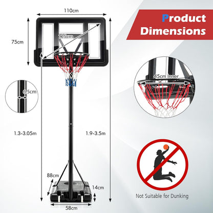 Basketball Hoop with stand height adjustable Hoop 3.05m