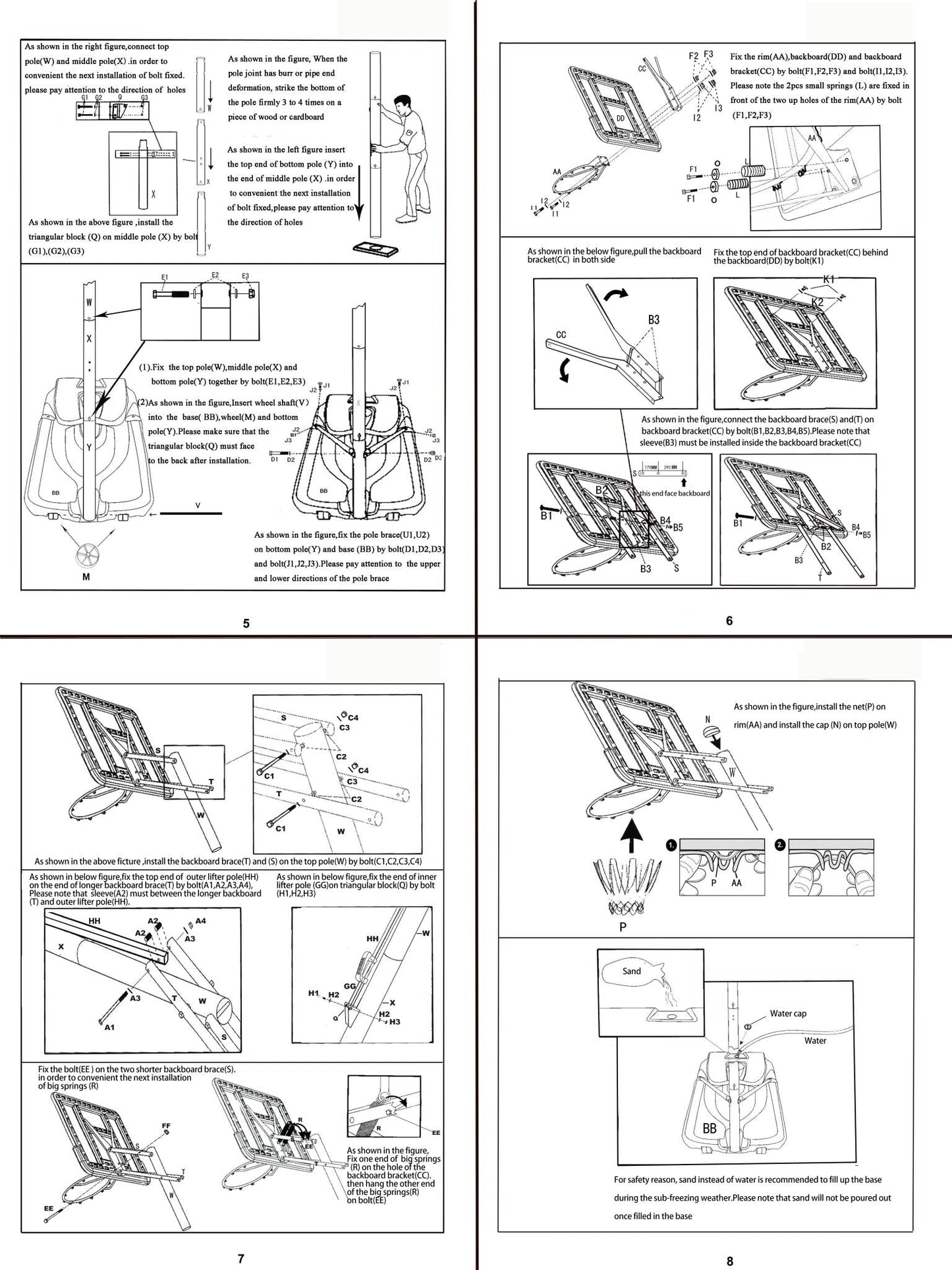 Basketball Hoop with stand height adjustable Hoop 3M