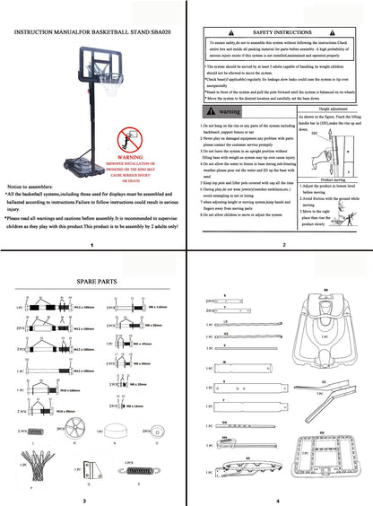 Basketball Hoop with stand height adjustable Hoop 3M