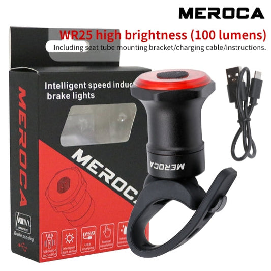 Smart Bike Tail Light Ultra Bright Bike Light Rechargeable Auto On/Off IPX6