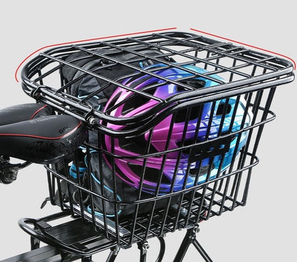 Bicycle Rear Seat Storage Basket Metal Frame with Lid For Cycling