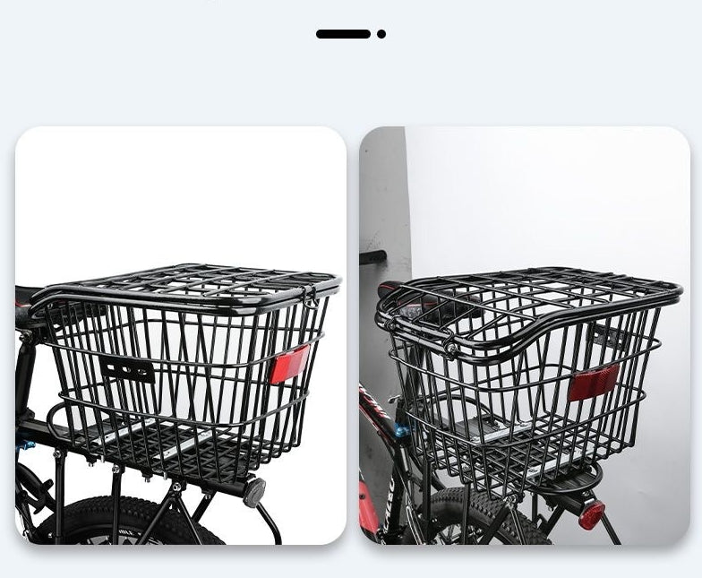 Bicycle Rear Seat Storage Basket Metal Frame with Lid For Cycling