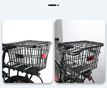 Bicycle Rear Seat Storage Basket Metal Frame with Lid For Cycling