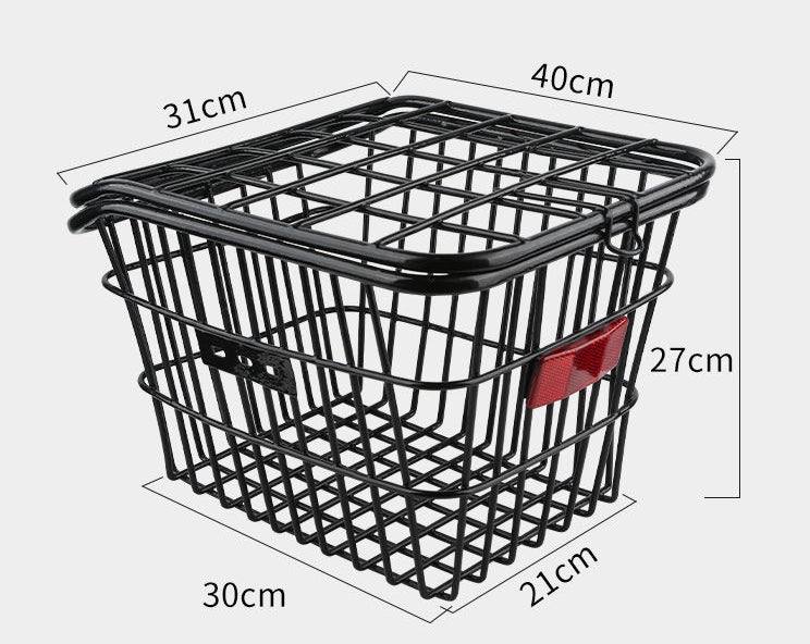 Bicycle Rear Seat Storage Basket Metal Frame with Lid For Cycling