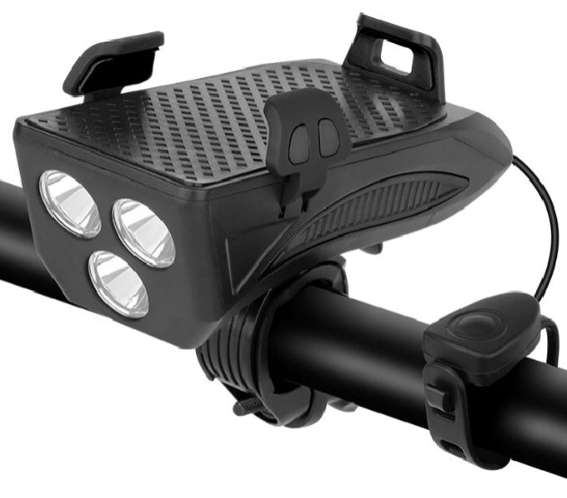 Rechargeable Bike Lights and Horn Phone Holder USB Charging Port