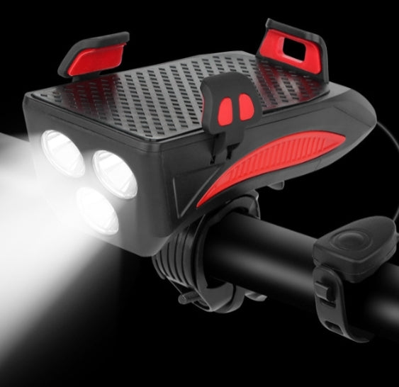 Rechargeable Bike Lights and Horn Phone Holder USB Charging Port
