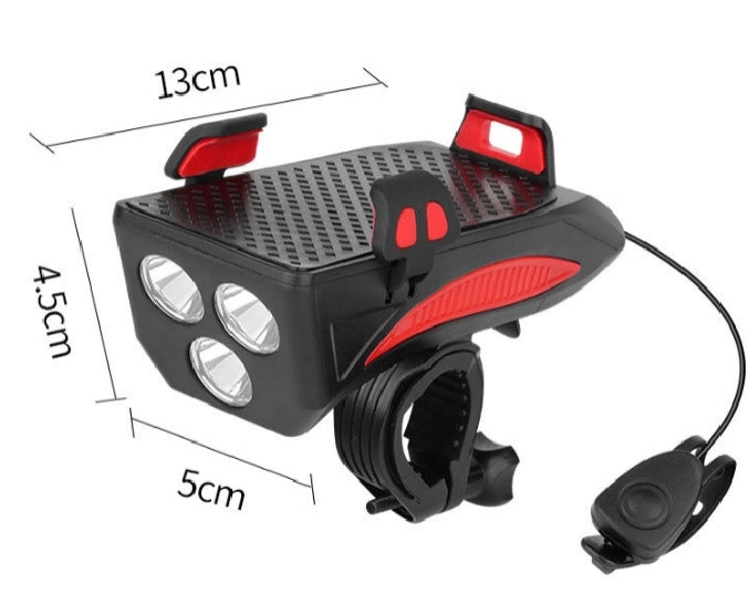Rechargeable Bike Lights and Horn Phone Holder USB Charging Port